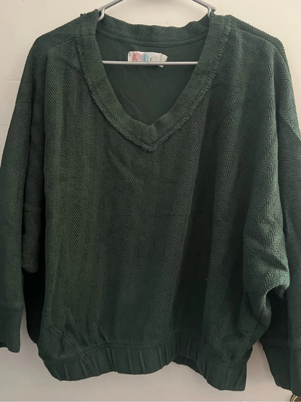 Free People Forest Green V-Neck Sweater